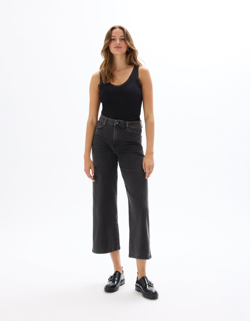 Jean large longeur cheville - gris