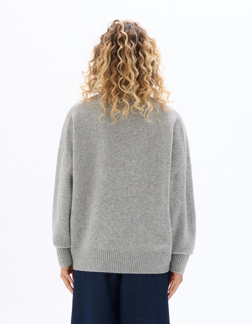 Pull Ample ONLY Ana Gris Argent - Taille L, Acrylique, Neuf Avec étiquettes, Femme