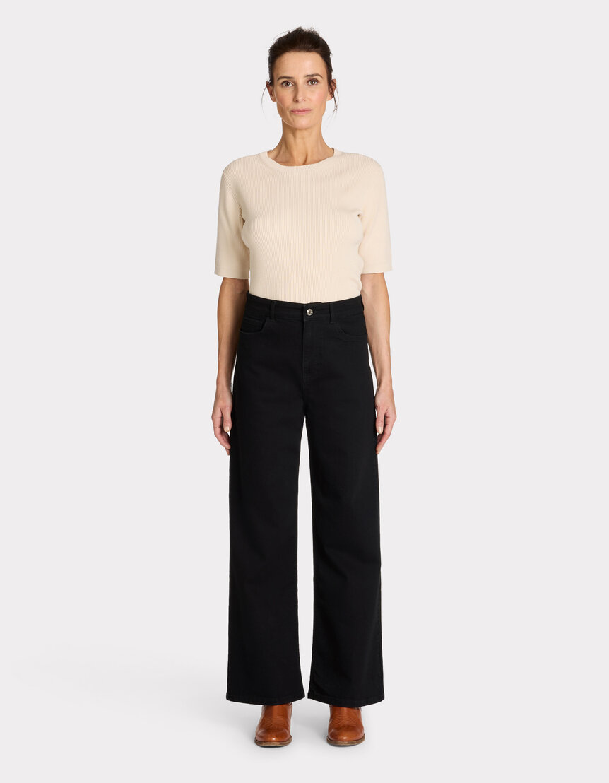 Jean large taille haute noir - noir