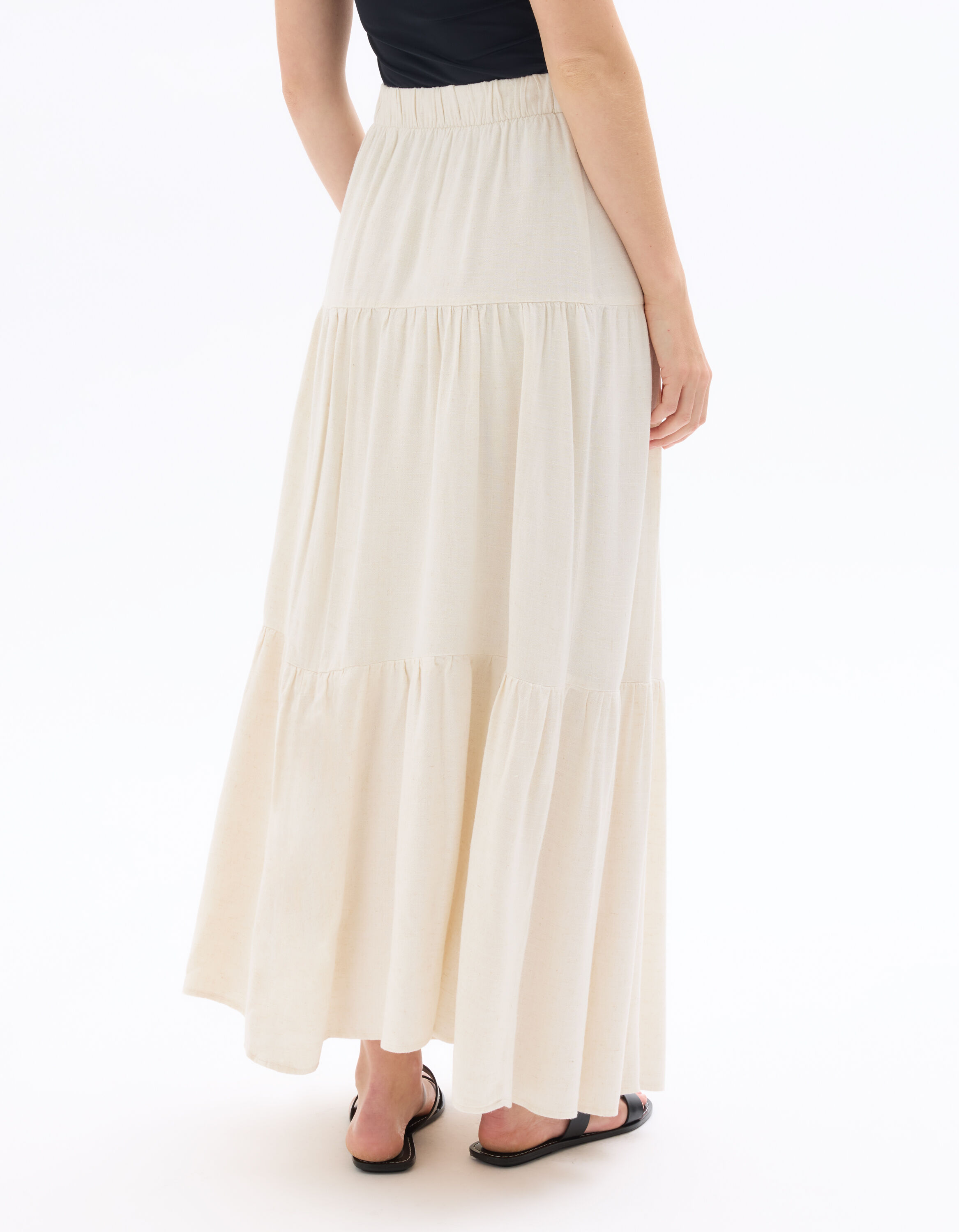 Long Viscose Linen Skirt - Natural | celio women