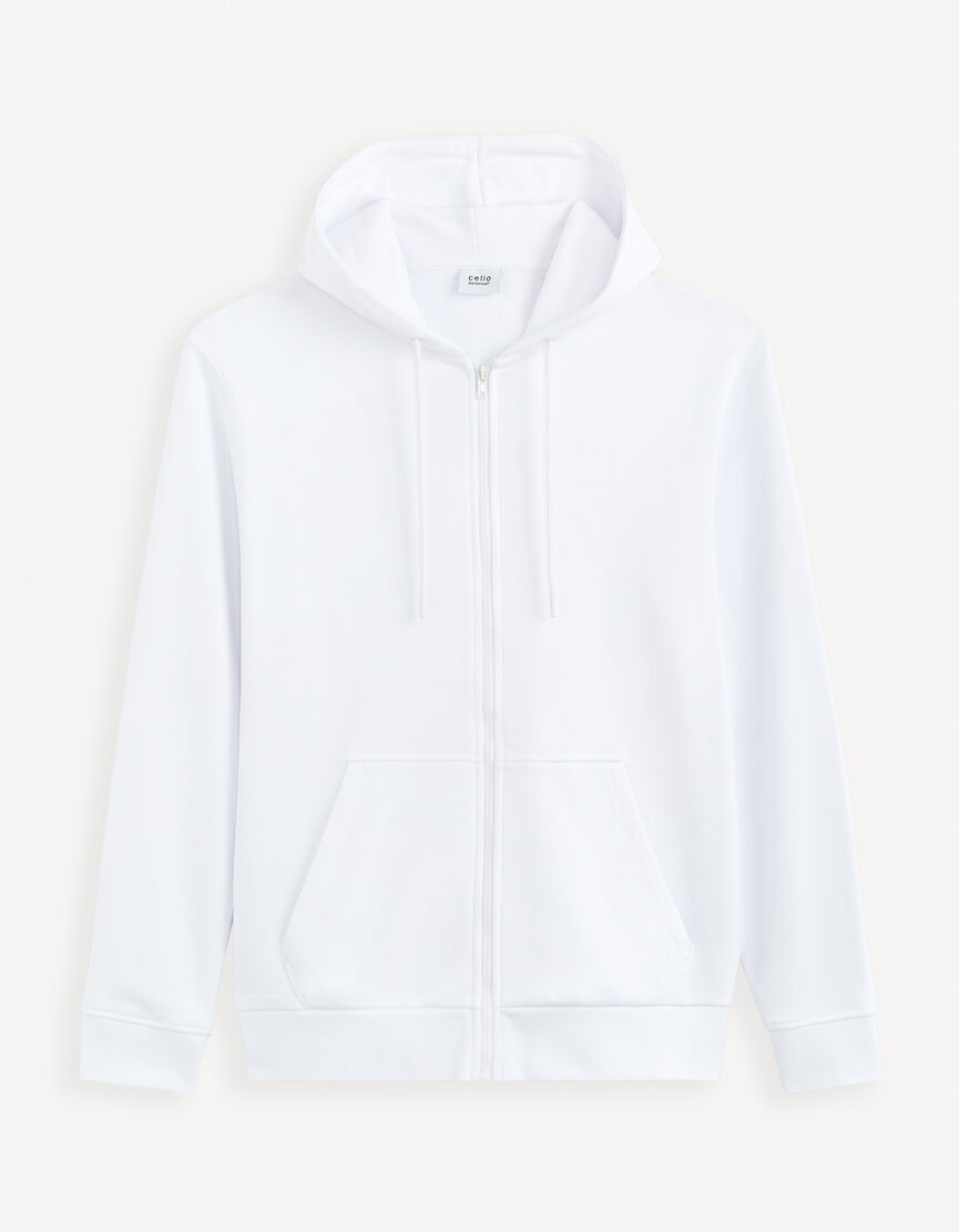 Sweat zippé à capuche en coton - blanc