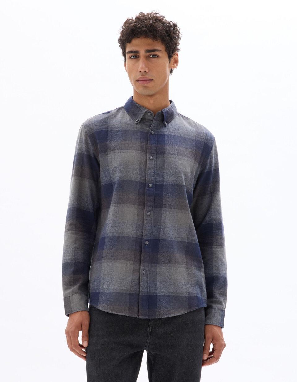 Camisa Masculina COEVALS CLUB De Manga Comprida Xadrez Pearl Snap Up Cinza - Camiseta Masculina