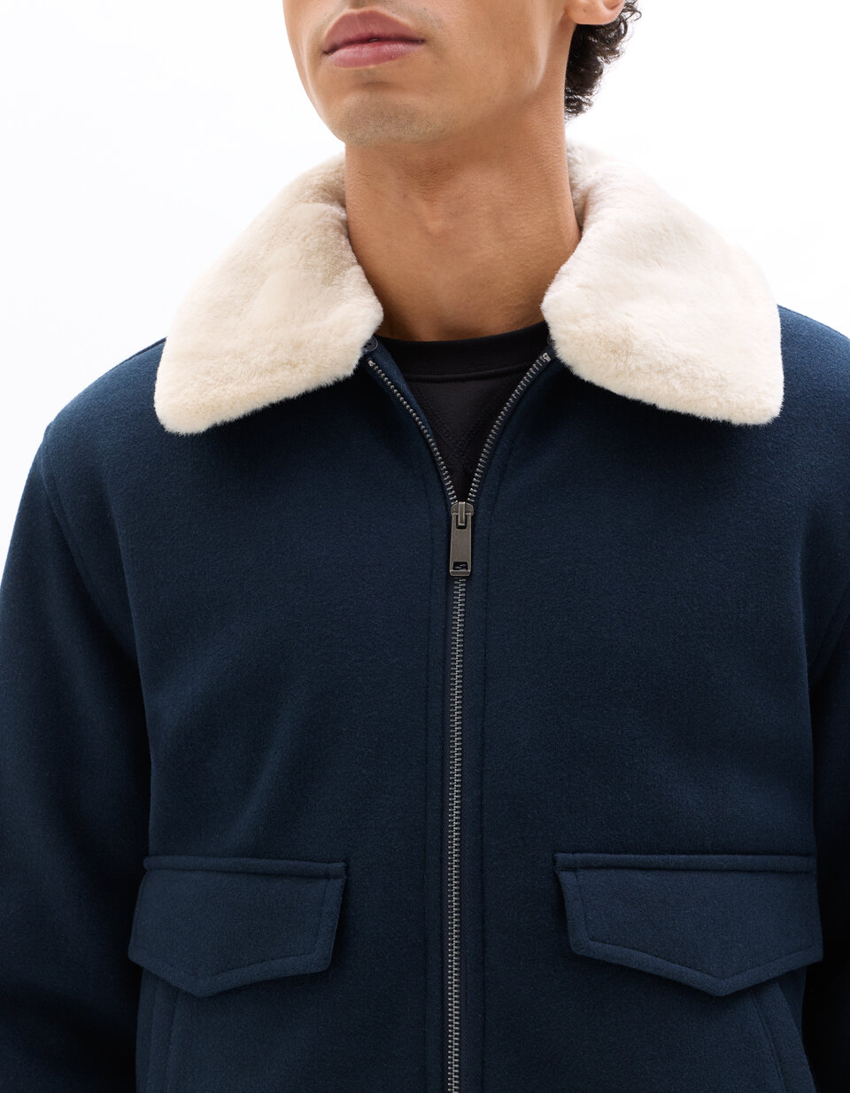 Veste Blouson Bleu En Laine Camaïeu - Taille 36 - Occasion Très Bon état - Fashion