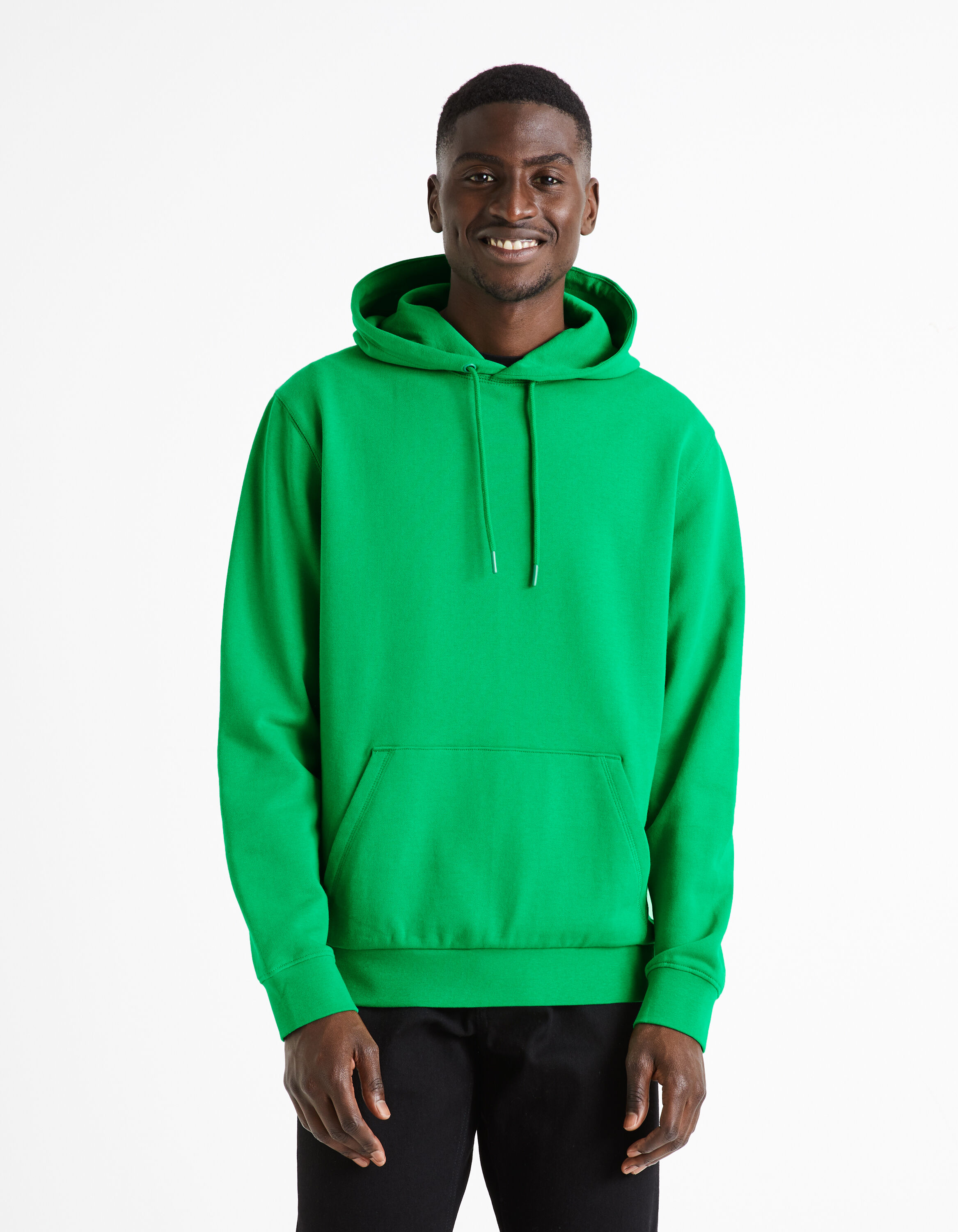 Sweat à capuche Regular Fit Manches longues Vert foncé