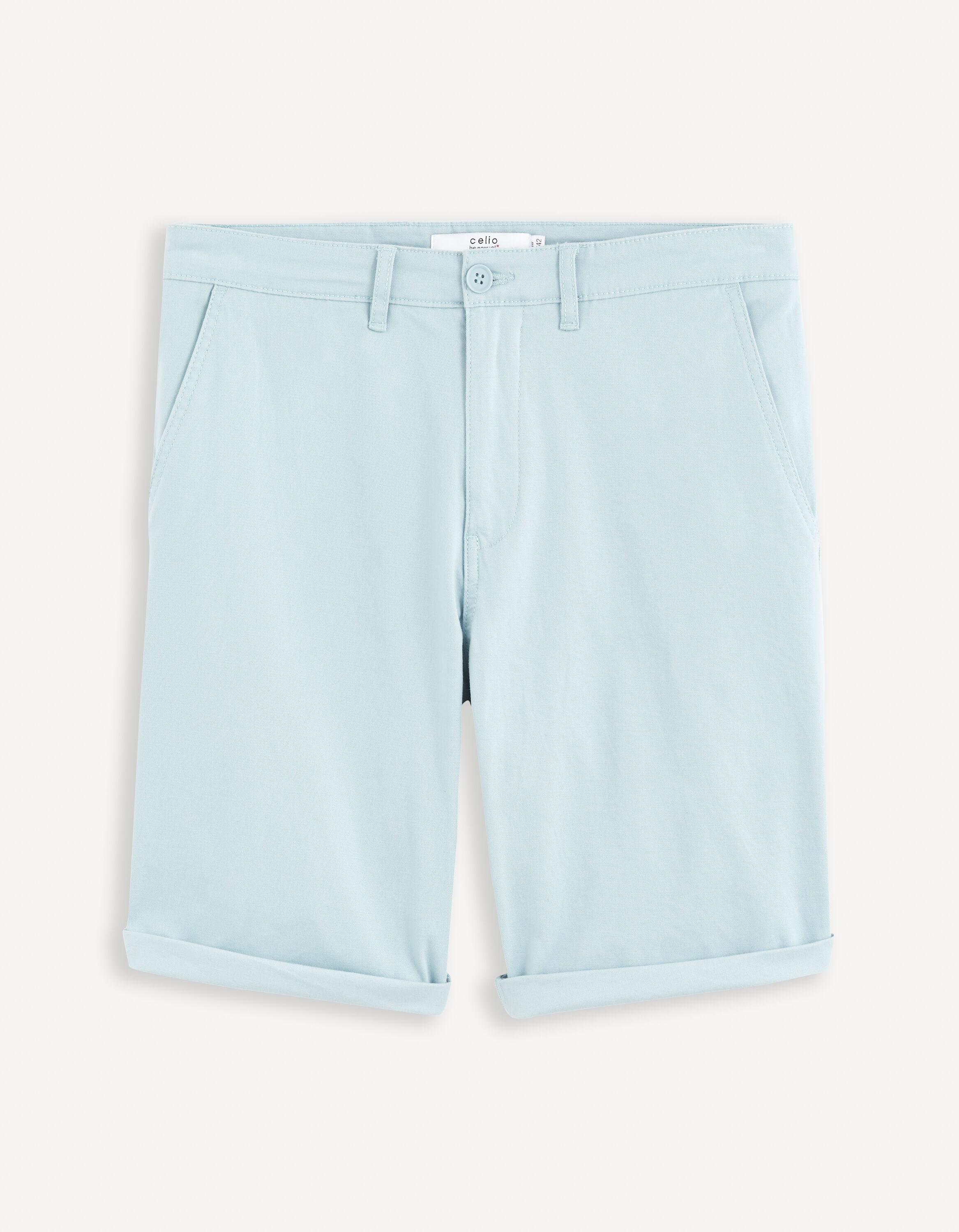 Bermuda chino uni en coton stretch - bleu ciel | celio be normal