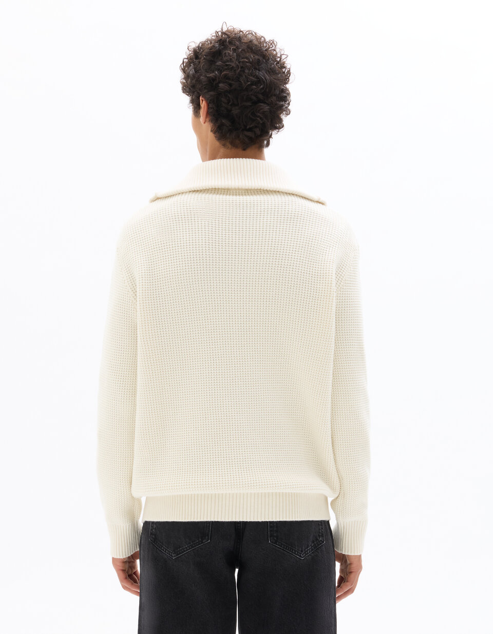 Pull Oversize AllSaints Homme - Col Rond Gaufré - Beige Laine Et Coton - Taille XS