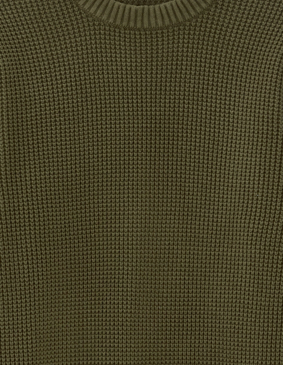Pull à col ras du cou en tricot gaufré de coton mélangé pour homme | MUJI