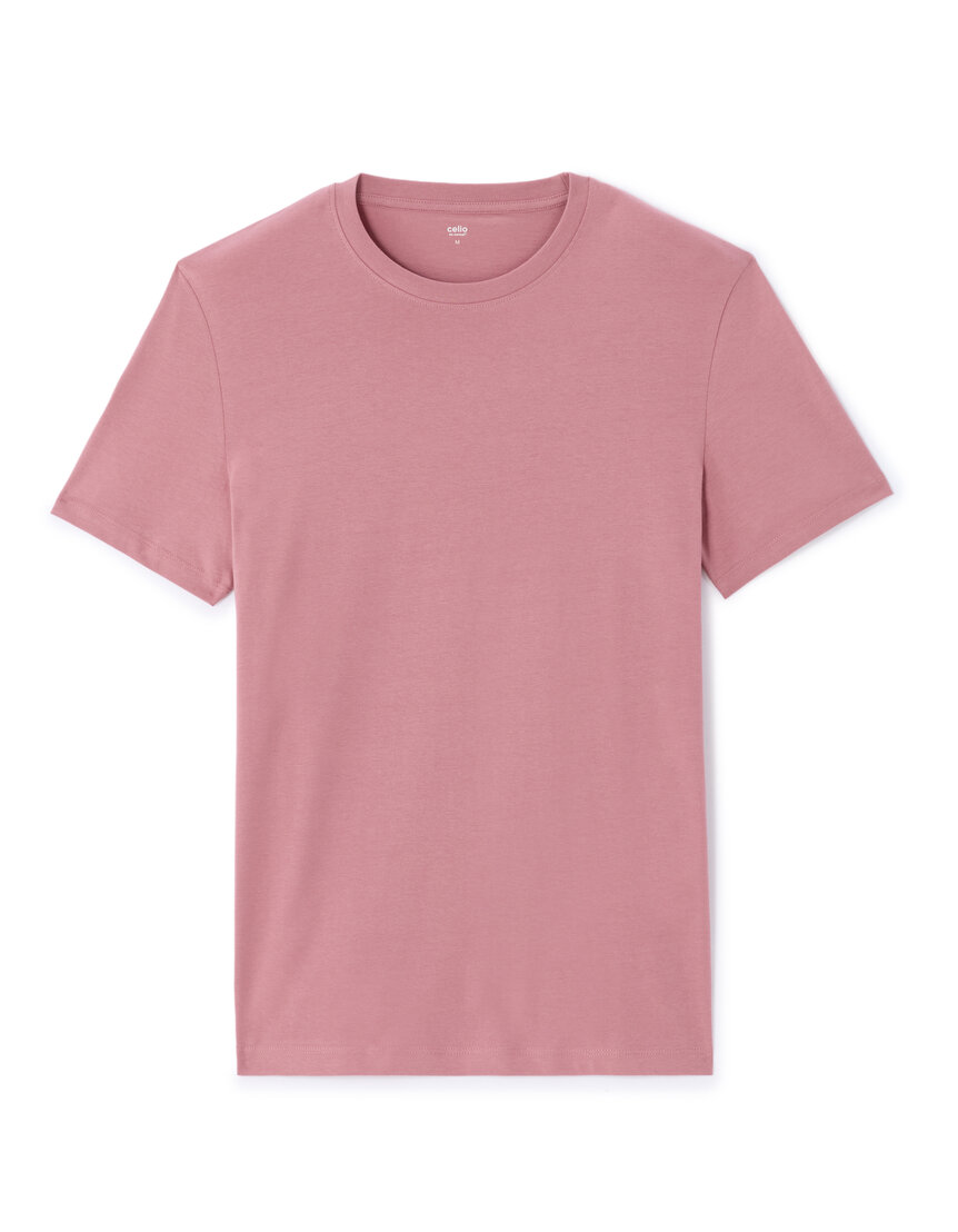 T-shirt regular col rond - bois de rose