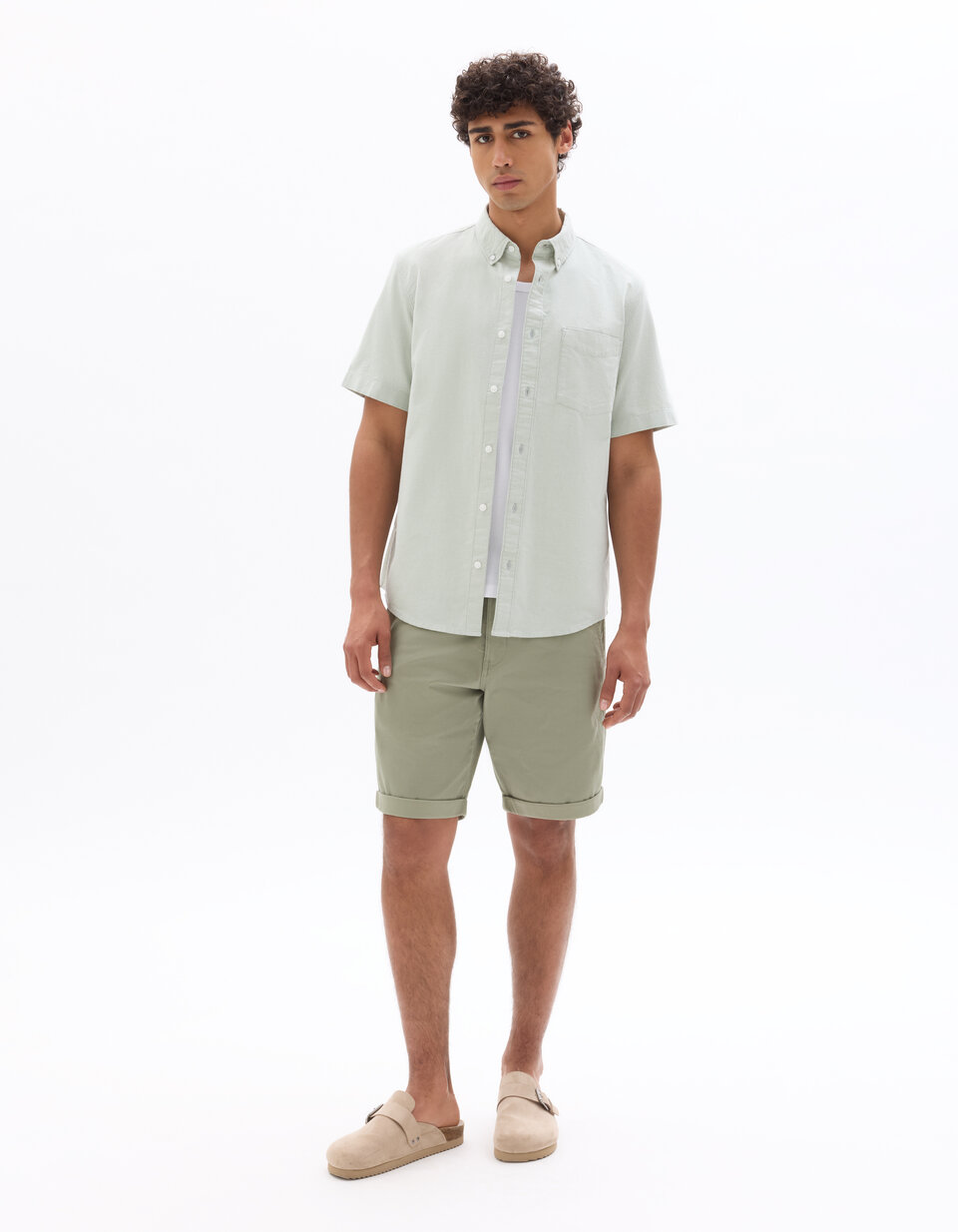 Bermuda Chino En Coton Stretch Kaki Clair Celio bermuda-chino-en-coton-stretch-kaki-clair-celio