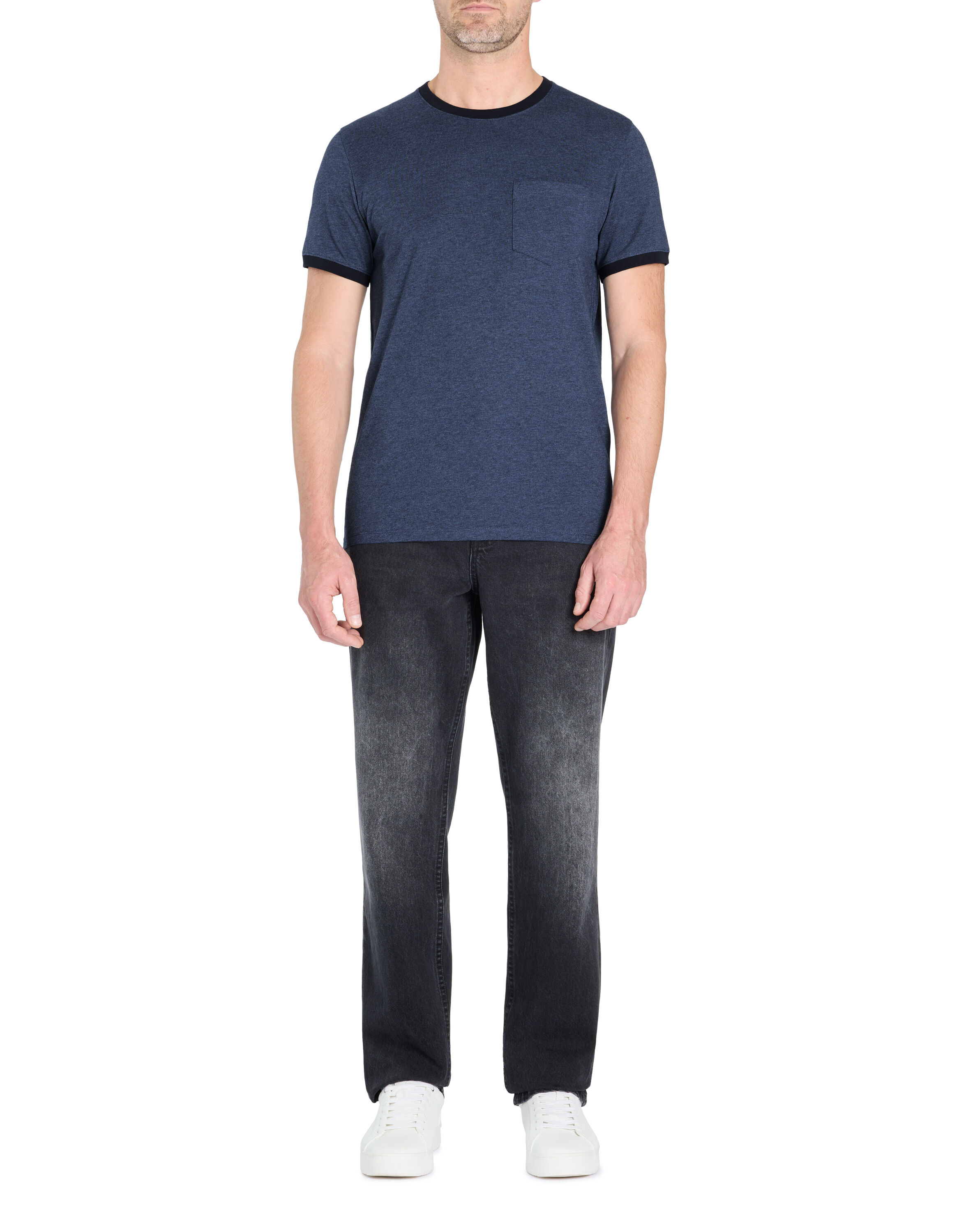 Camiseta Slim Fit De Algodón Trendyol Para Hombre - Color Azul Marino, Cuello Redondo, Corte Ajustado Al Cuerpo