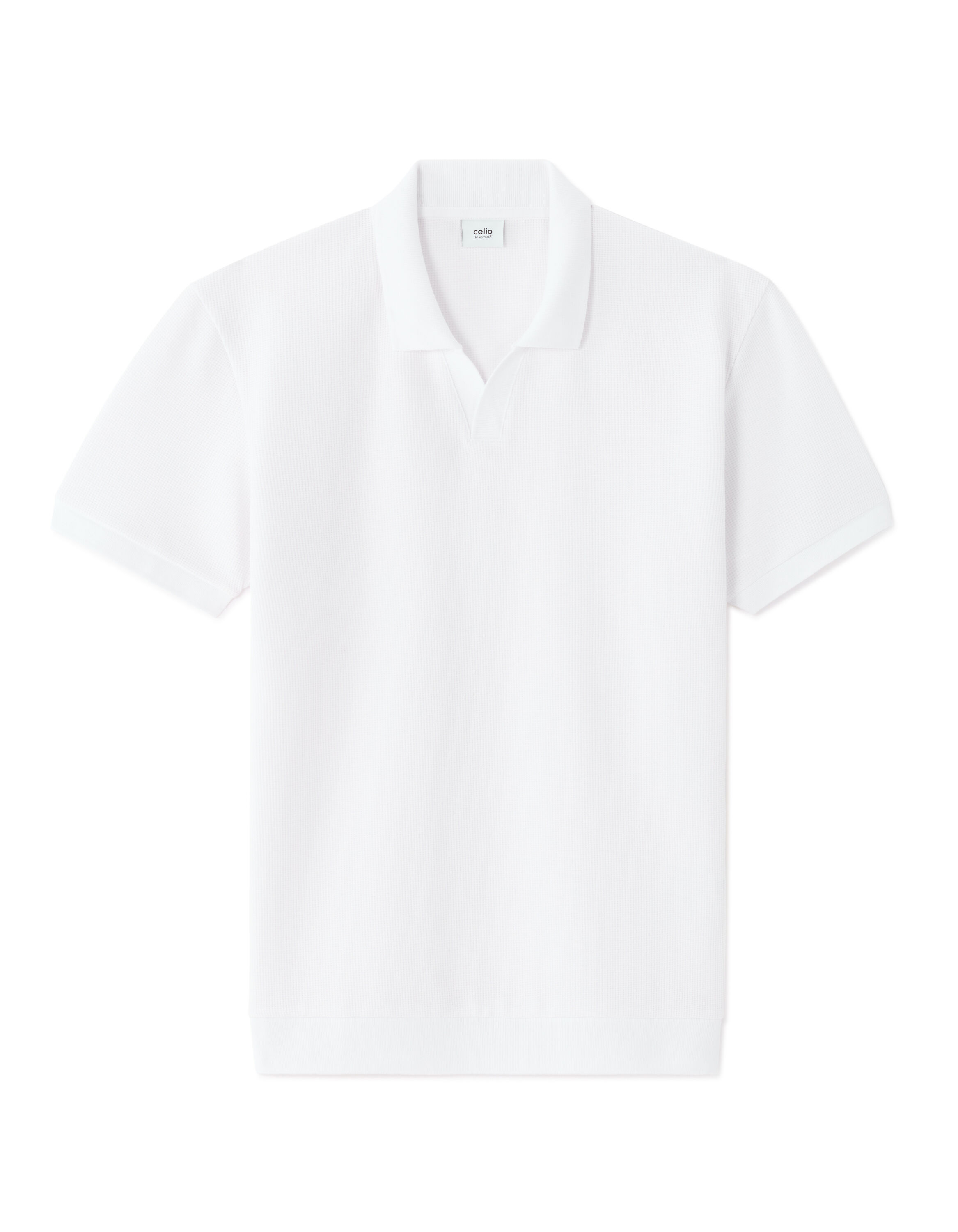 Regular Fit Waffle Knit Polo - White | celio be normal