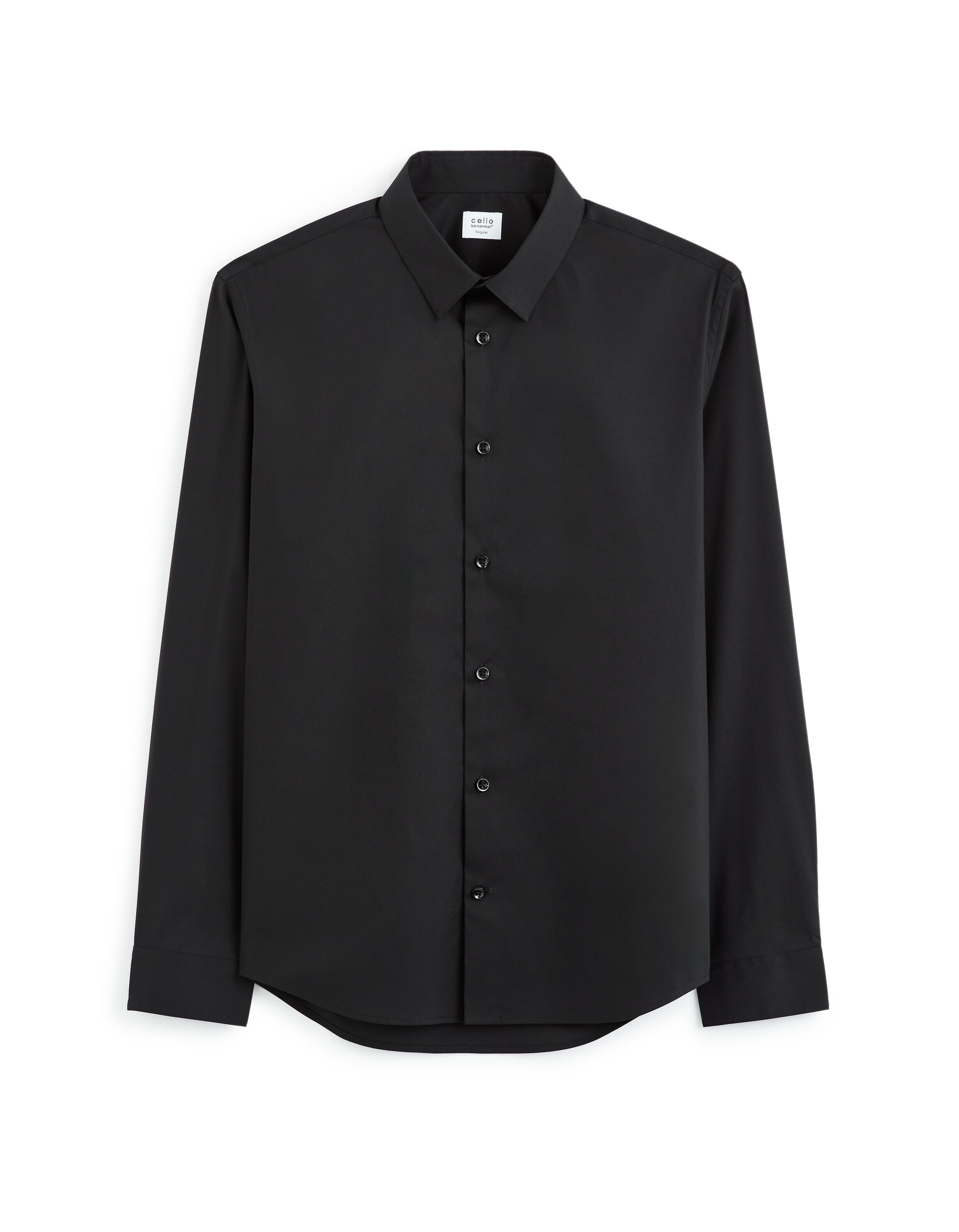 Chemise regular en coton stretch - noir | celio