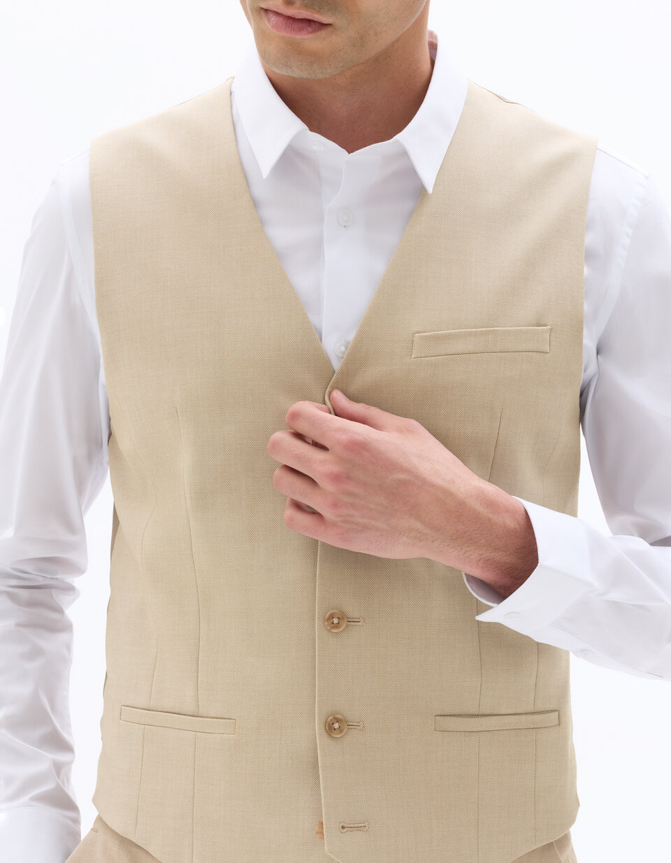 Slim Stretch Suit Vest - Light Beige | celio be normal