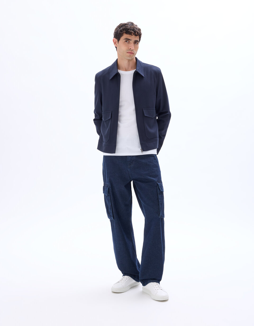 Manteau Polaire Celio Bleu Foncé - Taille M - Coupe Tapered - Occasion En Très Bon état