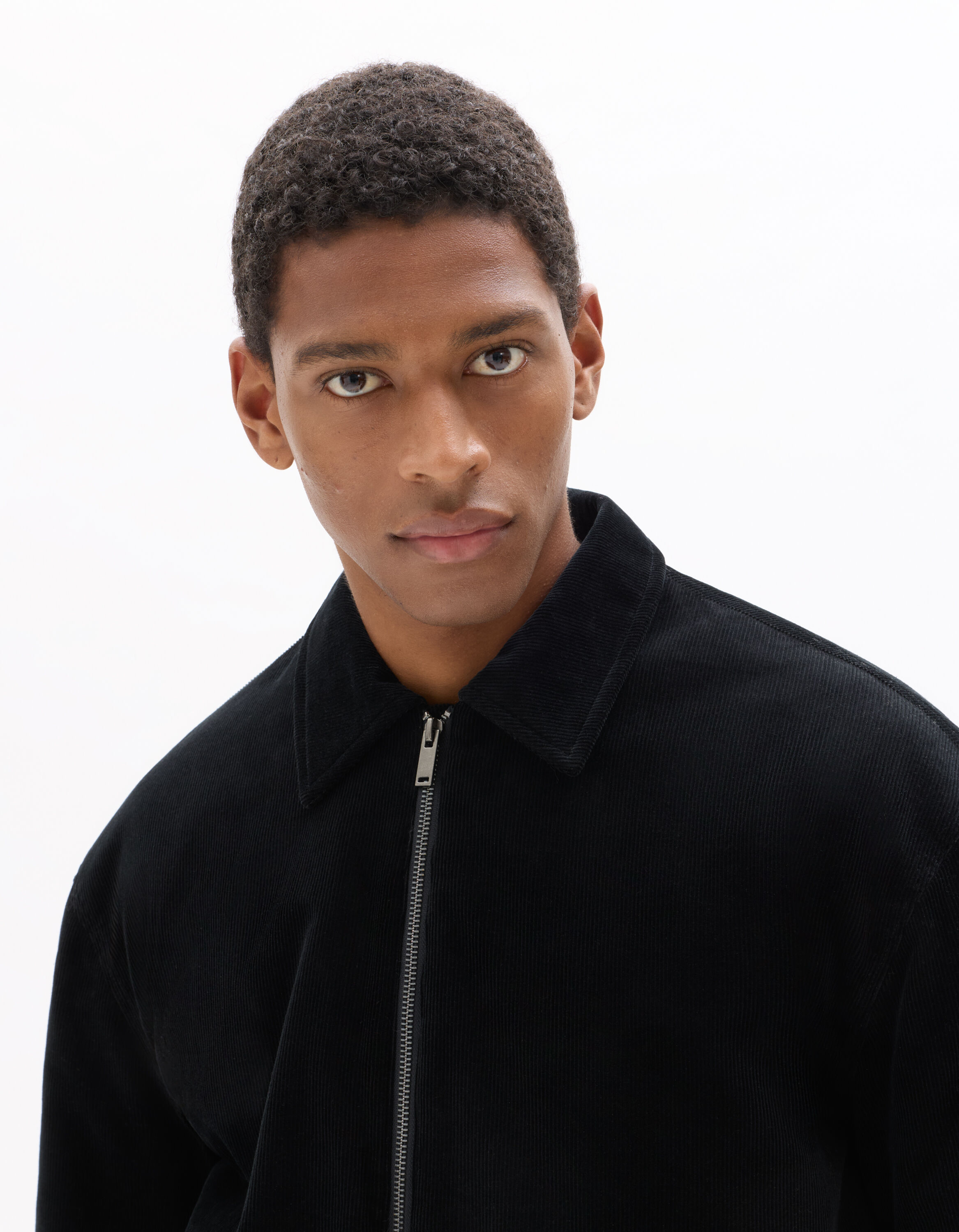 Black Corduroy Shirt Collar Jacket | celio be normal