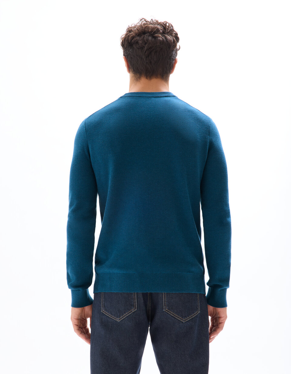 Pull col rond 100% coton - bleu foncé | be normal