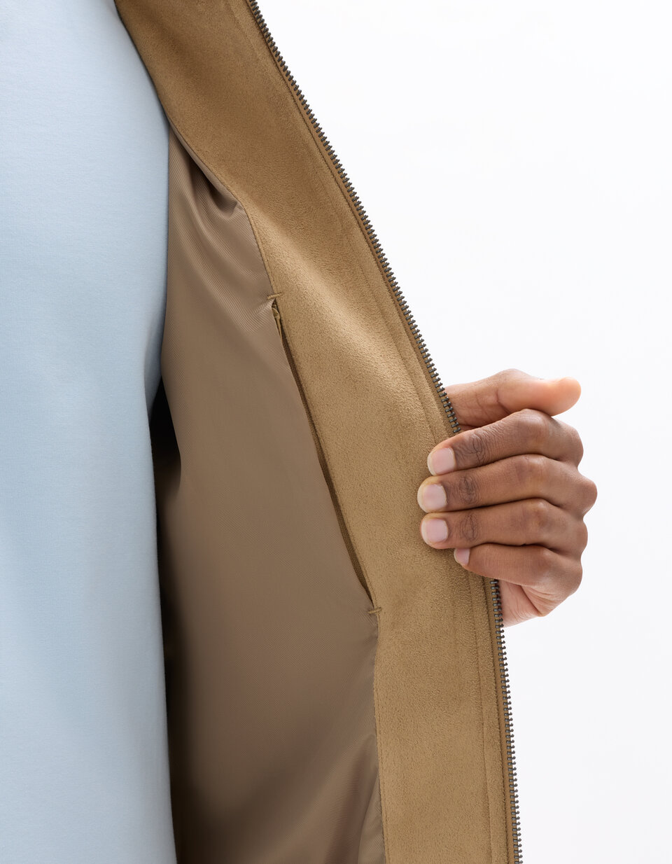 Celio Casual veste blazer en croûte de cuir daim véritable couleur