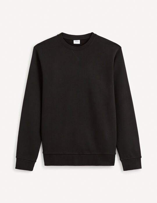 Sweat col rond en coton Lacoste noir | La Redoute