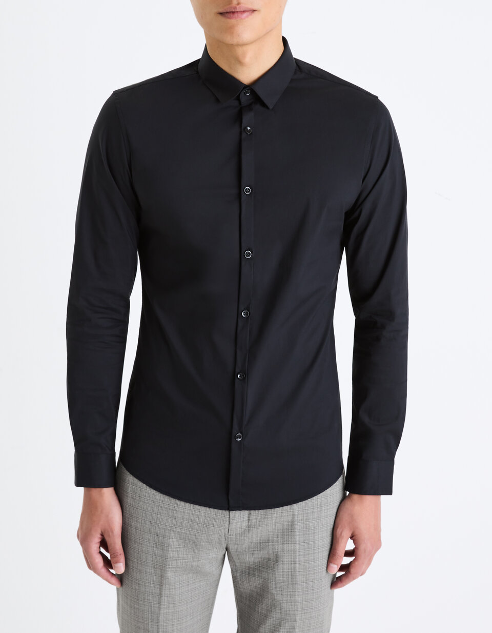 Chemise Homme Process Noire – Coupe Slim, Passepoil Contrastant – Taille L, Neuve Avec étiquettes