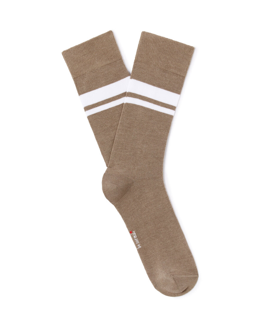 Lot De 4 Paires Chaussettes Homme Lin-coton Beige - Taille 39-50 Sans Caoutchouc