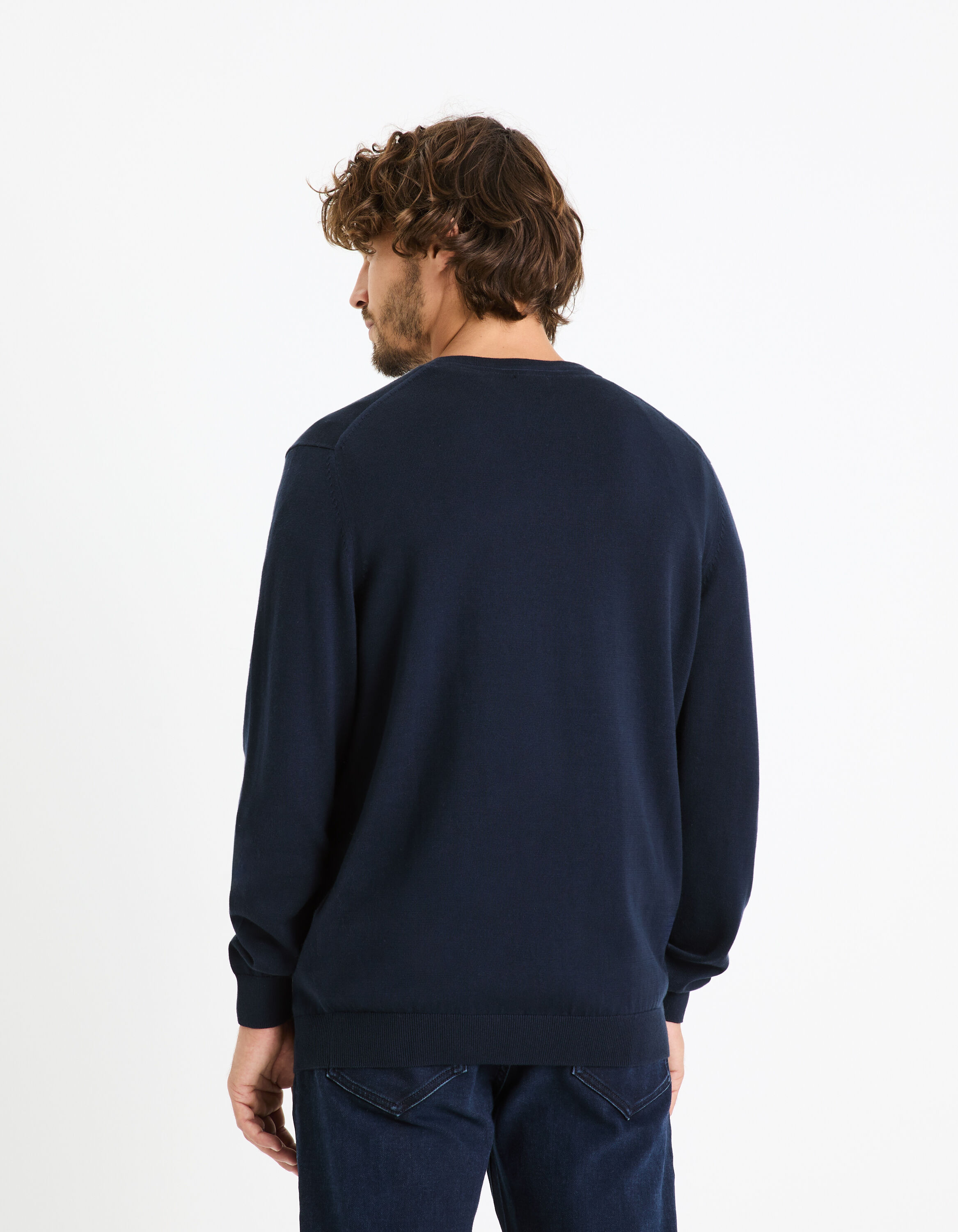 Pull a col rond en coton marine celio be normal