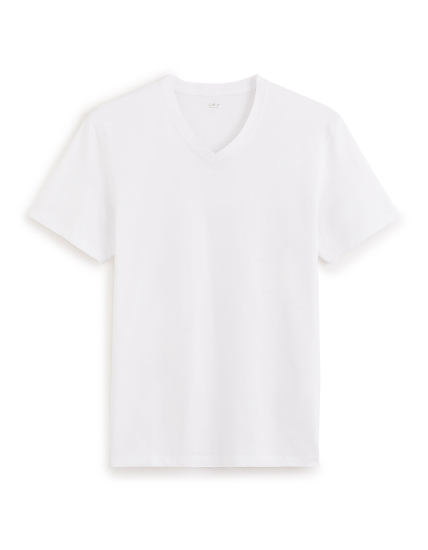 T-shirt regular col V - blanc