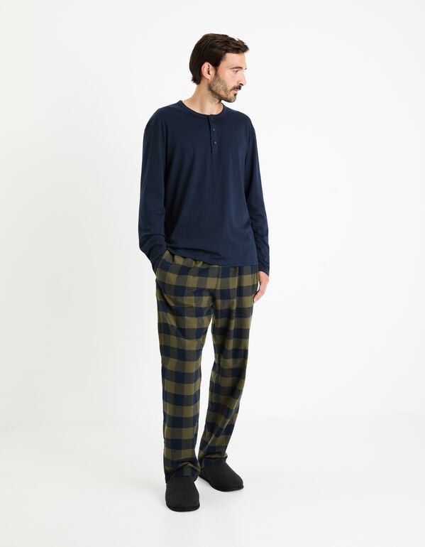 pyjama 100% coton - vert et marine