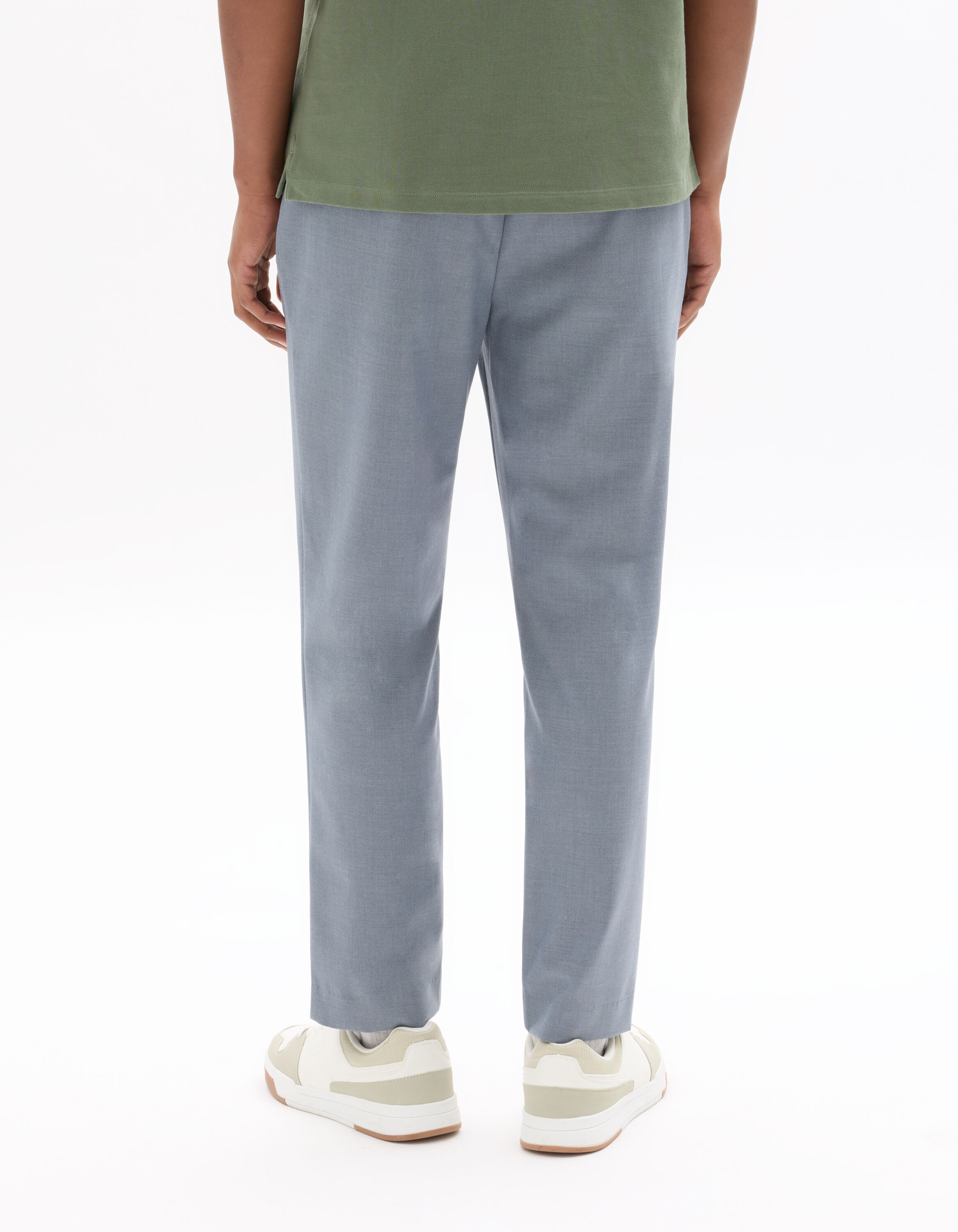 Light Blue Slim Stretch 7/8 Length All-Day Pants | celio be normal
