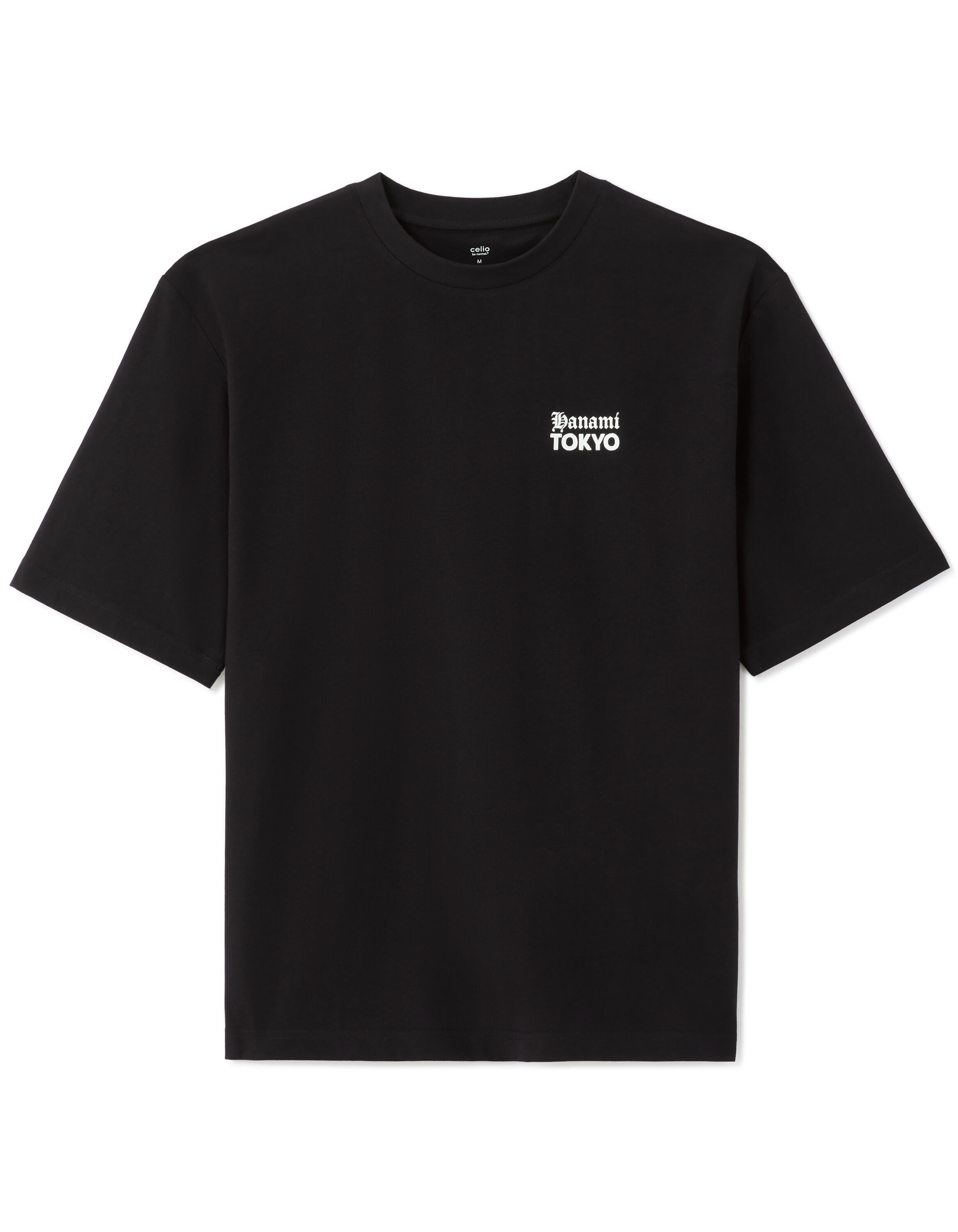 Oversized Crew Neck 100% Cotton Japanese Print T-shirt - Black
