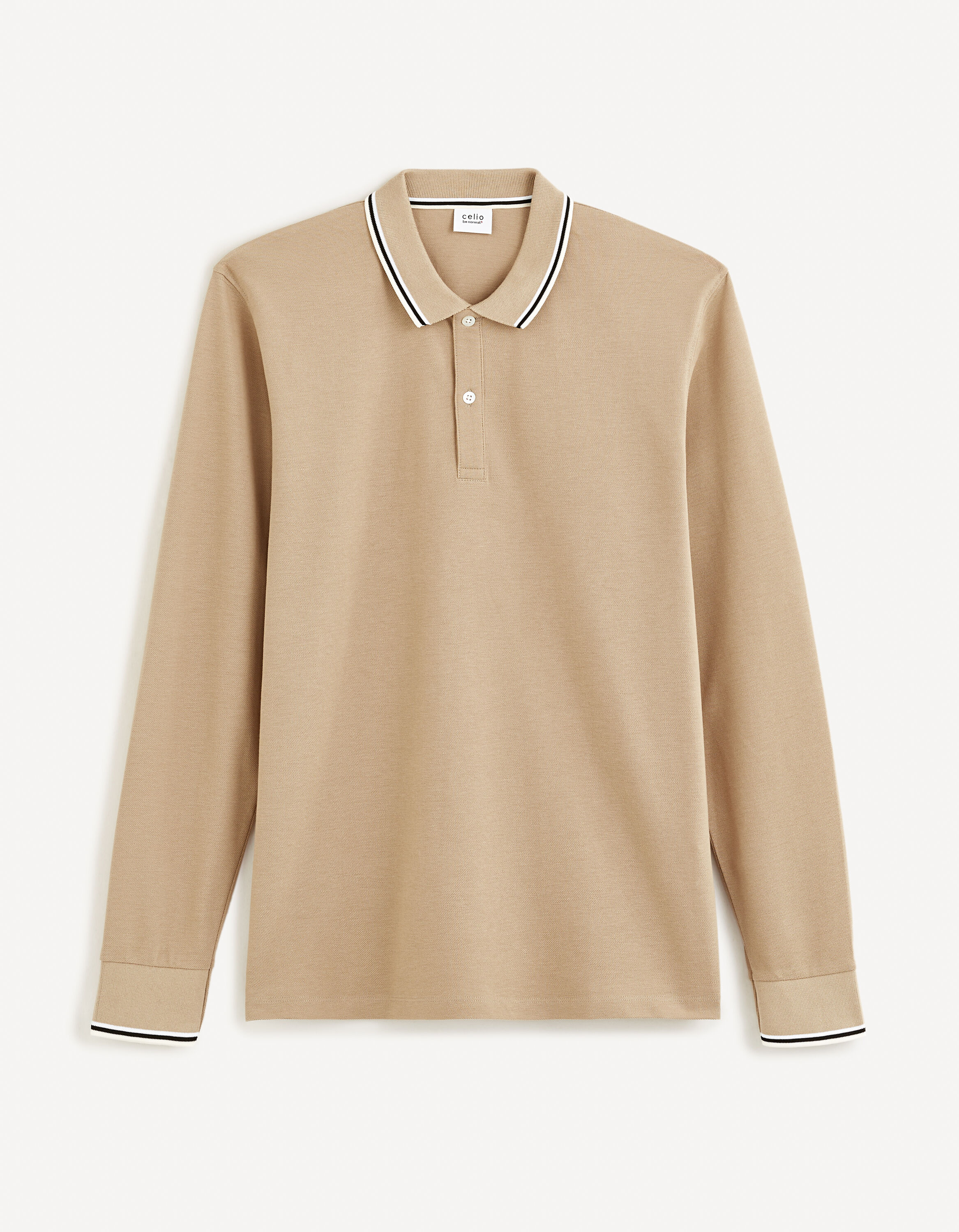 Polo manches longues beige homme