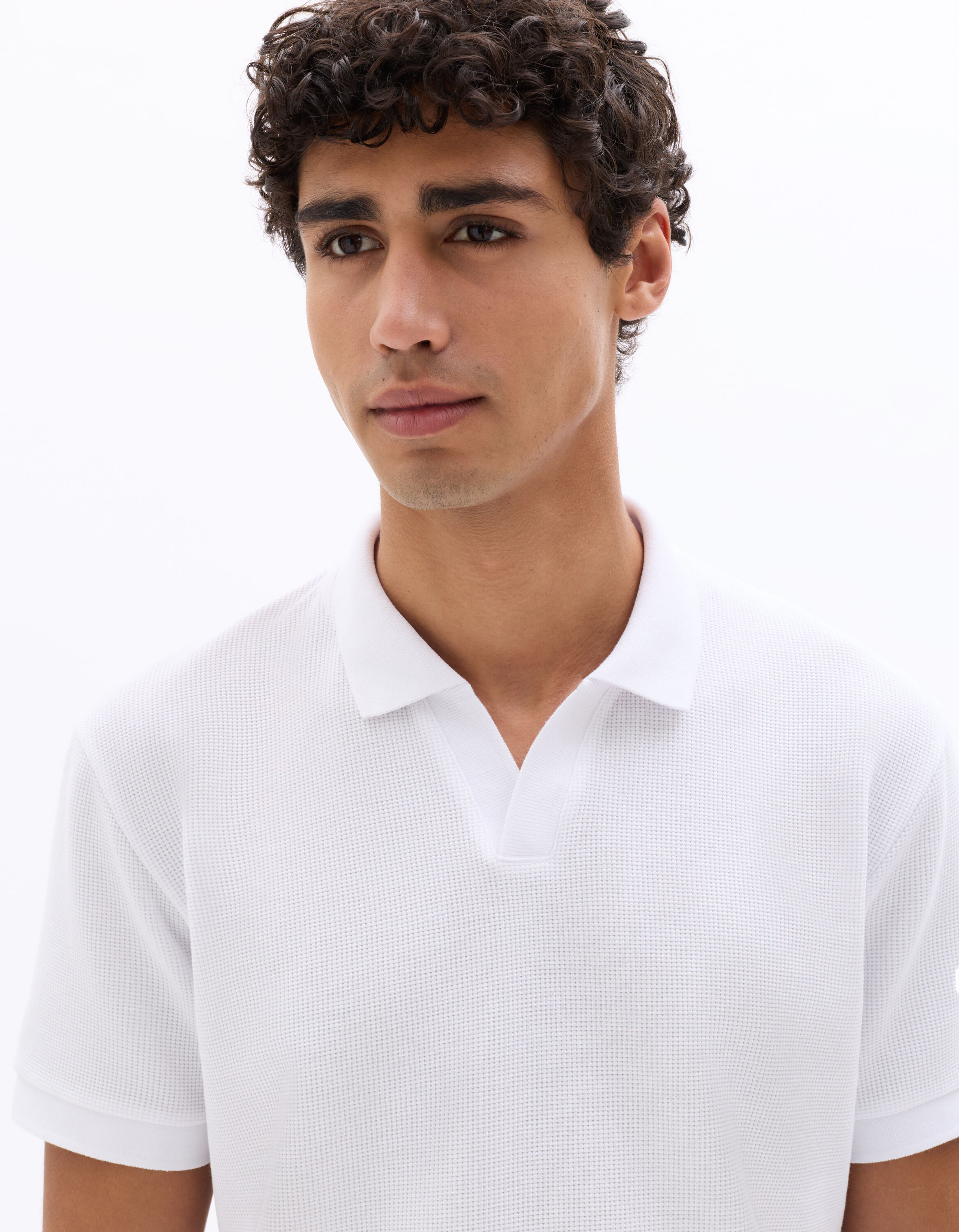 Regular Fit Waffle Knit Polo - White | celio be normal