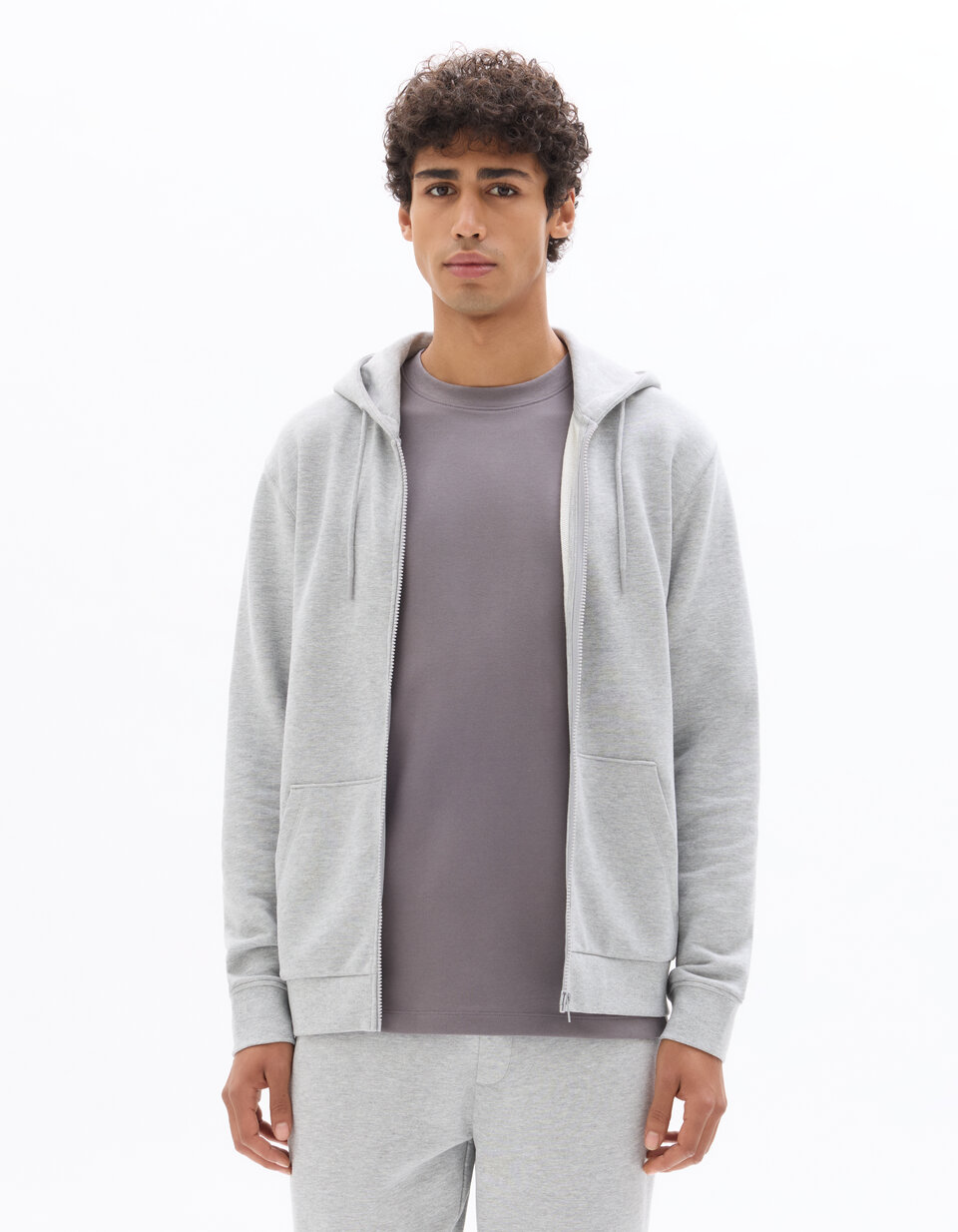 Pull à Capuche Léger En Lin Mélangé Gris Taupe - Gaby & Eden Taille M (Occasion TB)