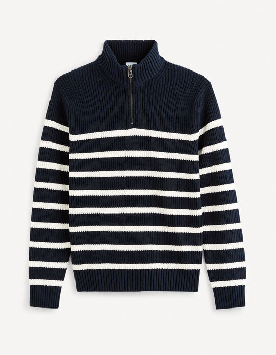 Pull à Rayures Homme - Coupe Ajustée Col Rond - OHXSM