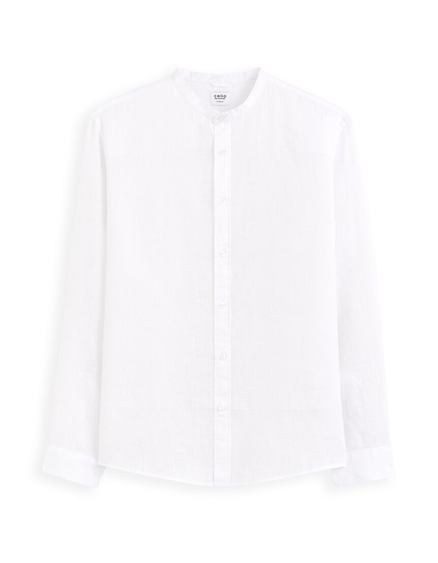 Chemise Manches Longues En Lin Celio - Taille S, Rayée Bleu, Classique Et Légère
