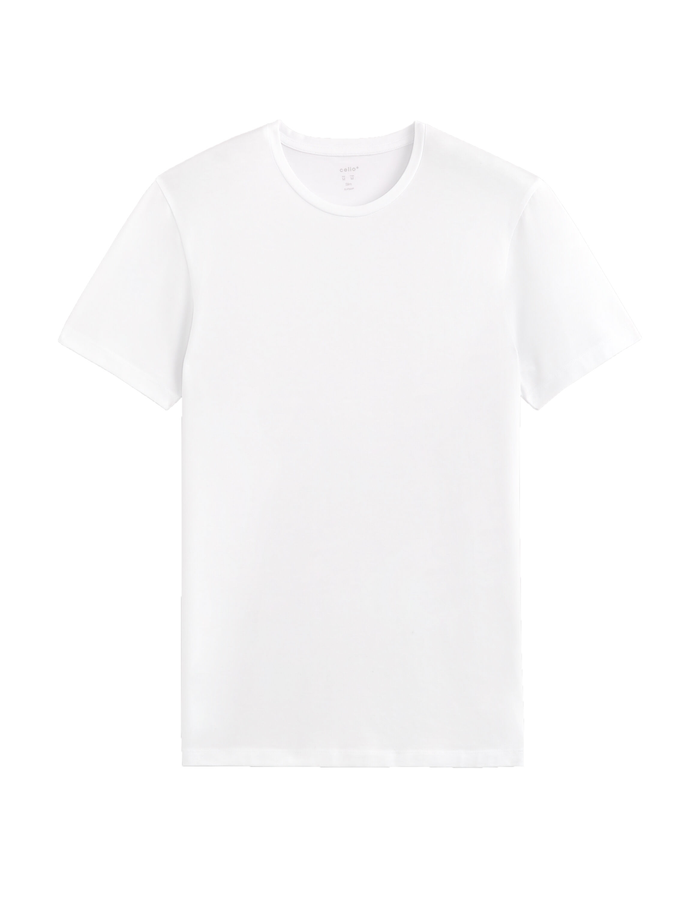 T-shirt slim col rond en coton stretch blanc celio be normal