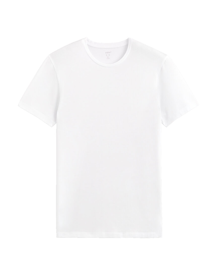 T-shirt slim col rond stretch - blanc