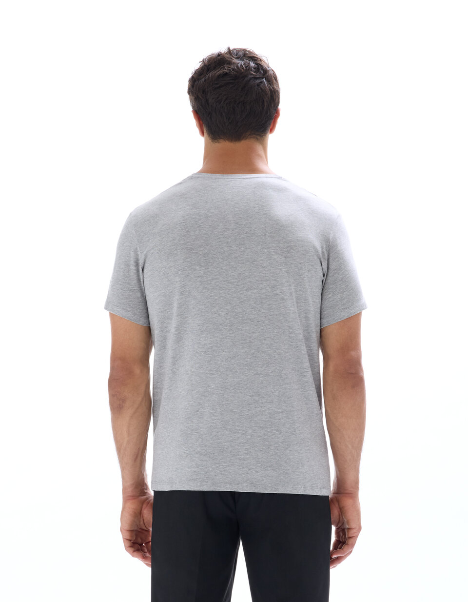 T-shirt Homme Livergy Gris Taille S – Col V, Coton, Imprimé Graphique