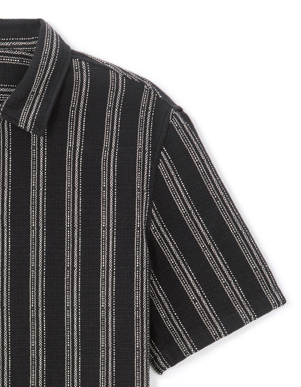 mens black white striped dress shirt Regular Fit Printed 100% Cotton Short-Sleeve X Linen Scarlett Johansson Walks Red Cup:Adjusted