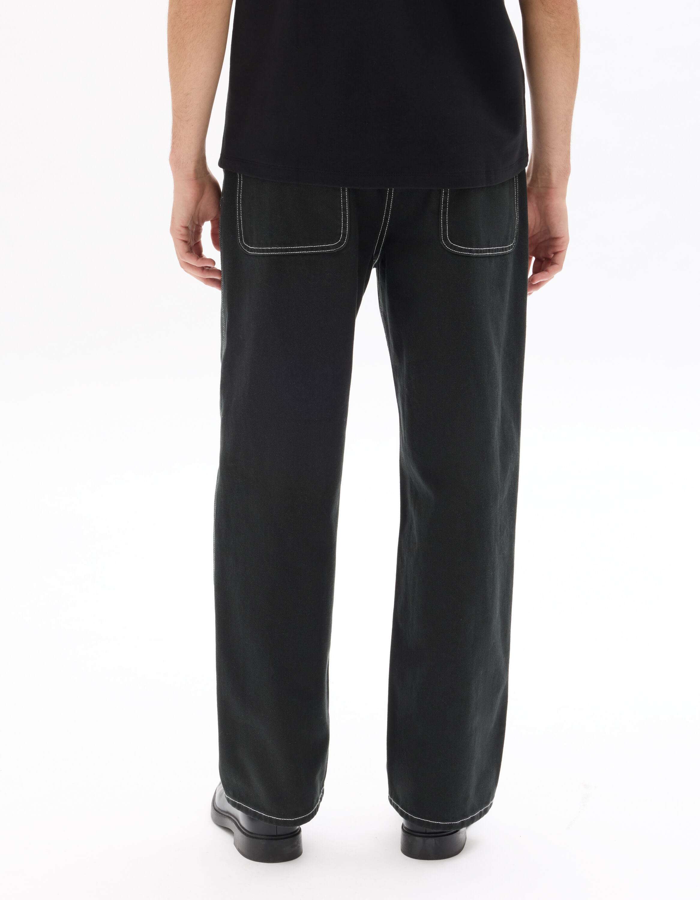 Loose Fit 100% Cotton Carpenter Pants - Black | celio be normal