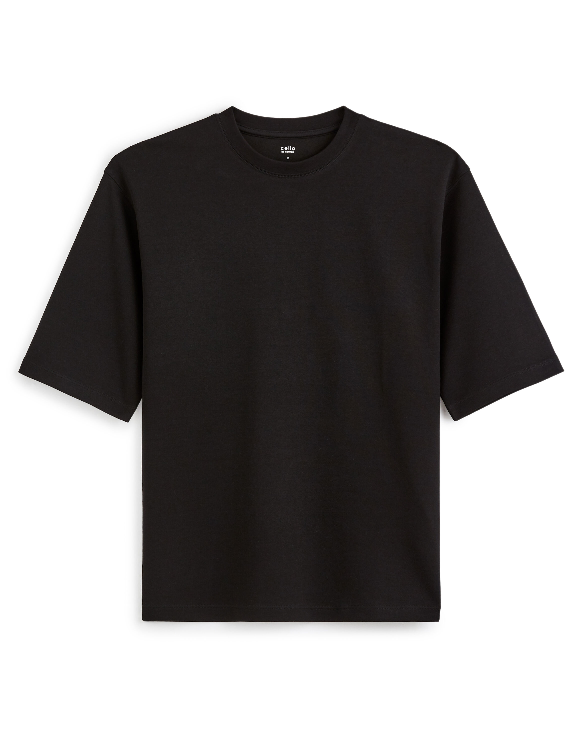 Oversized T shirt met ronde hals in gemengd katoen zwart celio be normal
