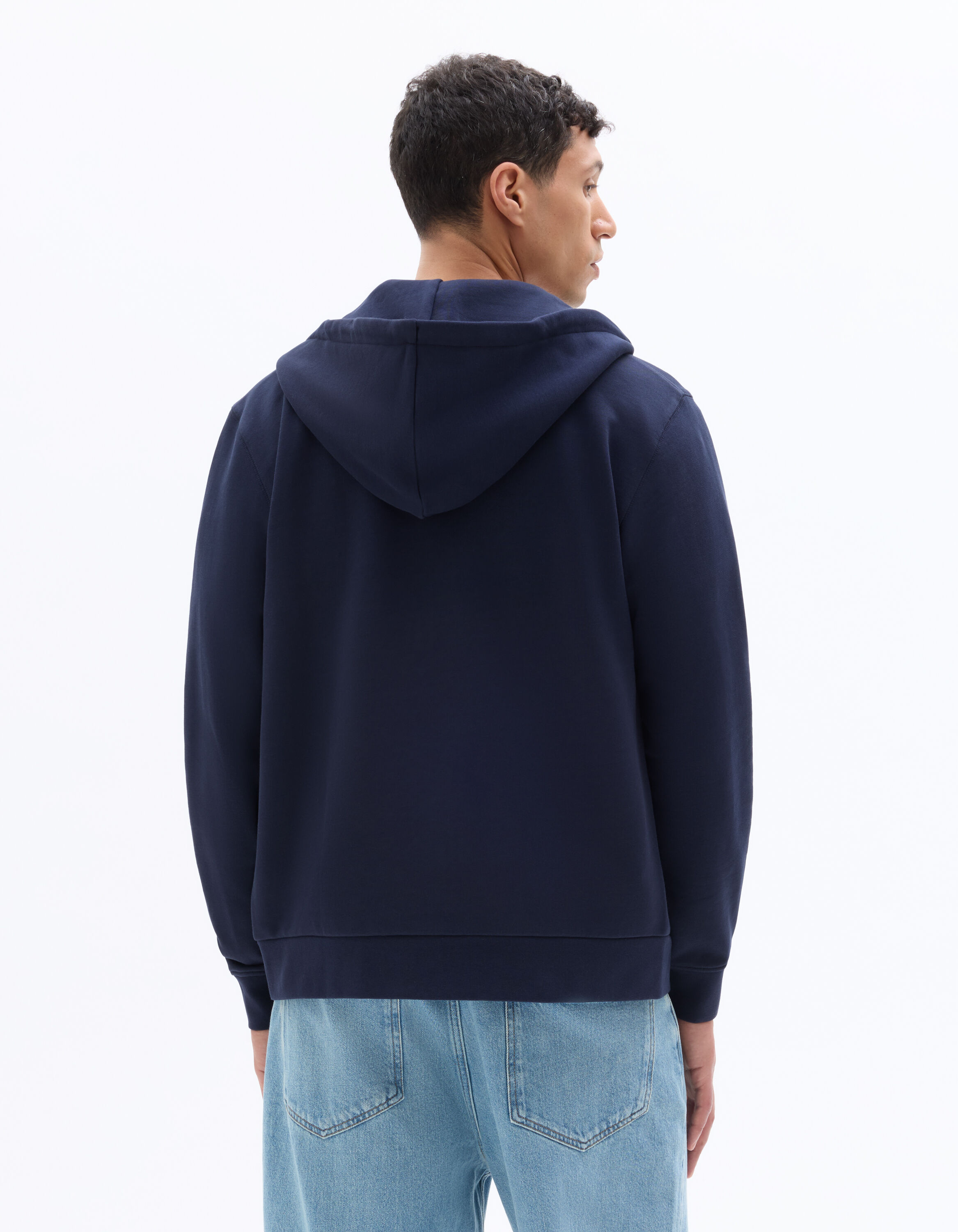 100% cotton zip-up hoodie - navy | celio be normal