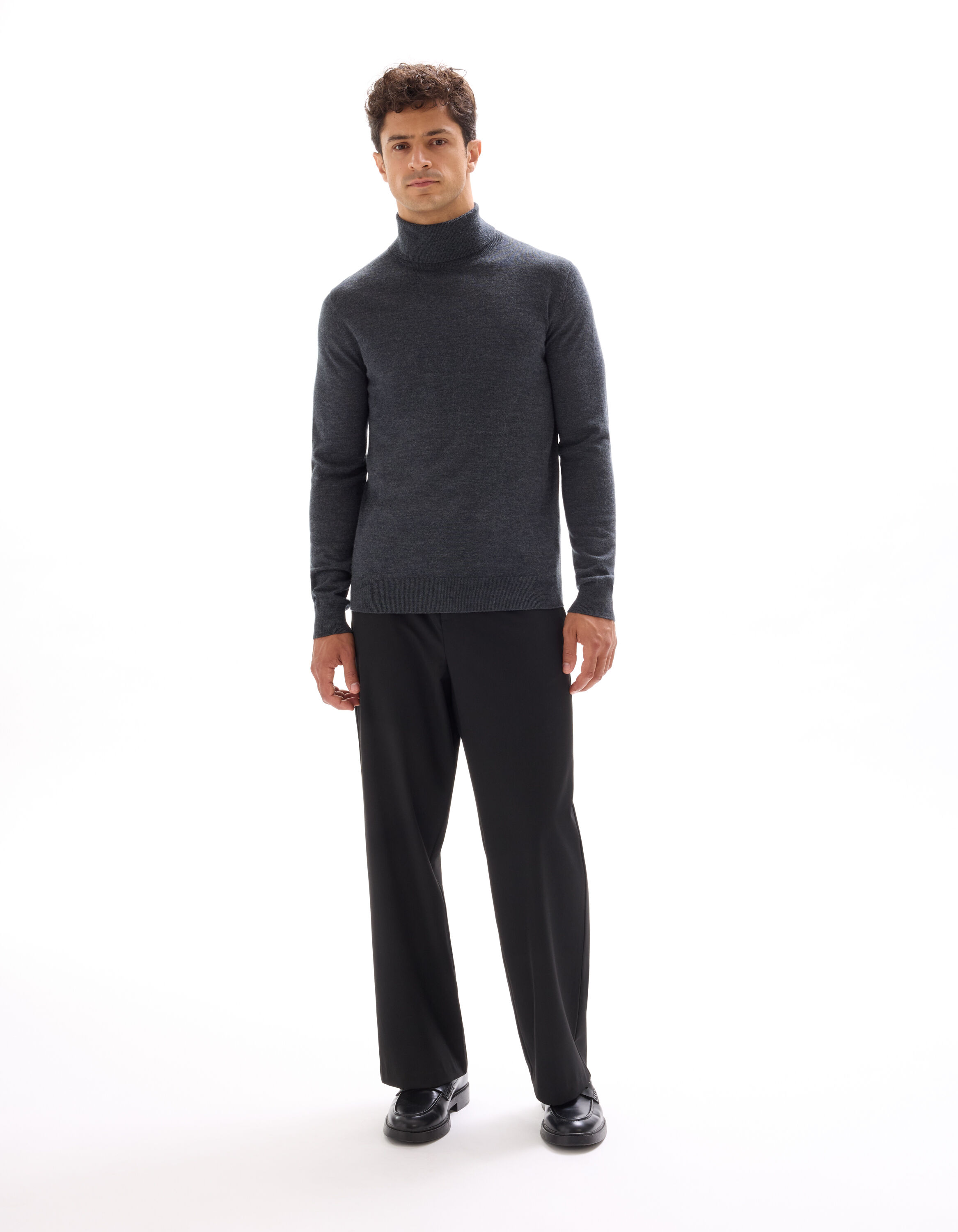 Pull col roulé slim 100% laine anthracite celio be normal