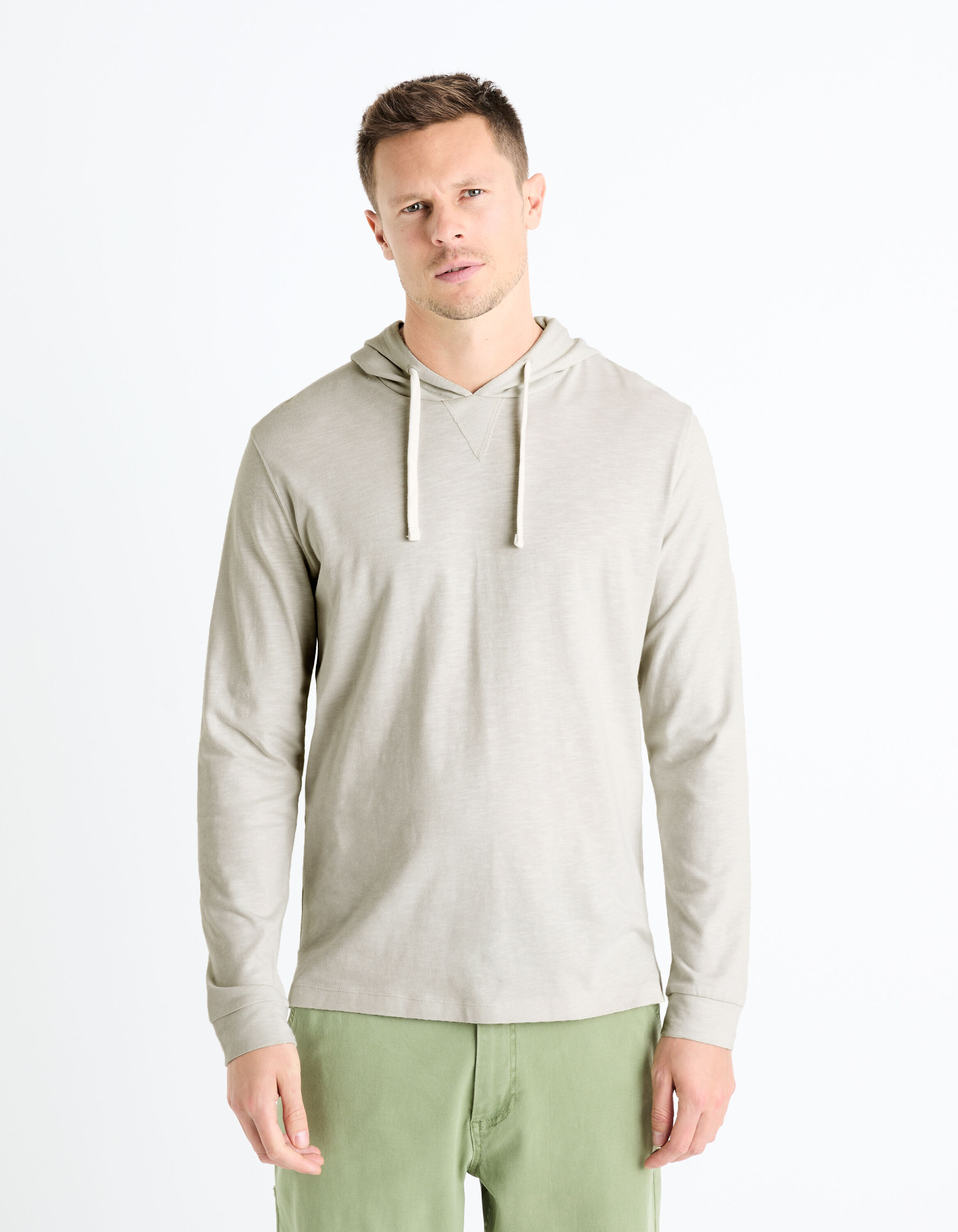 T shirt manches longues 100 coton blanc celio be normal