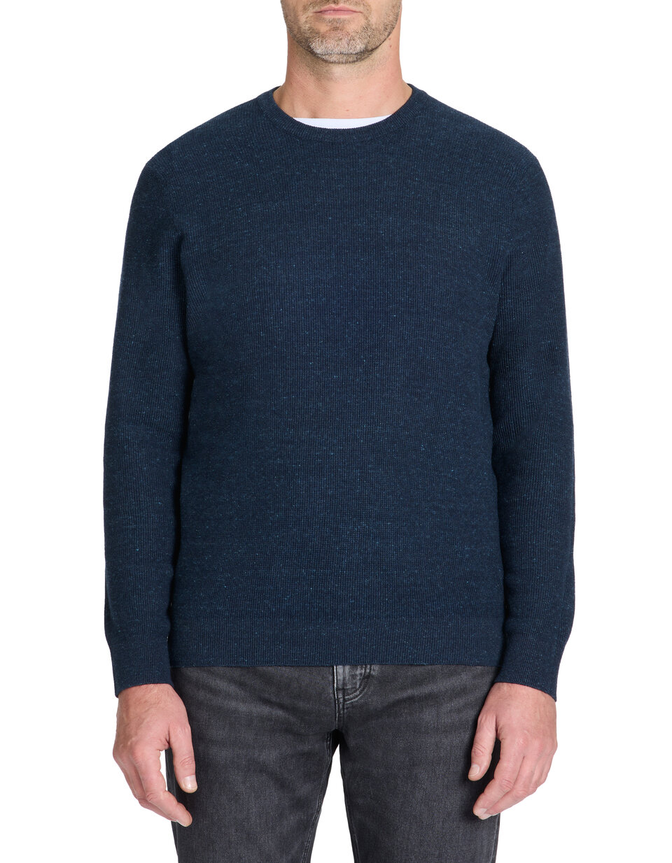 Pull Col Rond en Mélangé de Soie BLEU Homme X8MC1528150YANXXU808