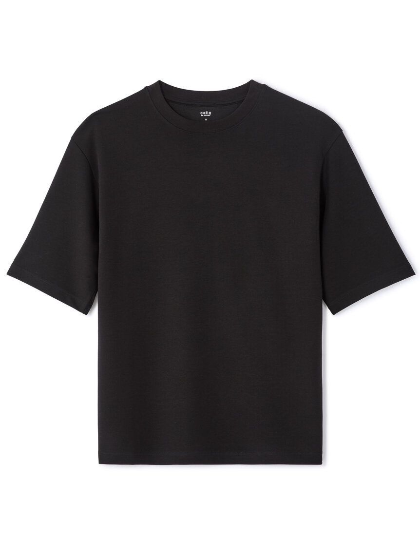 T-shirt oversize col rond - noir