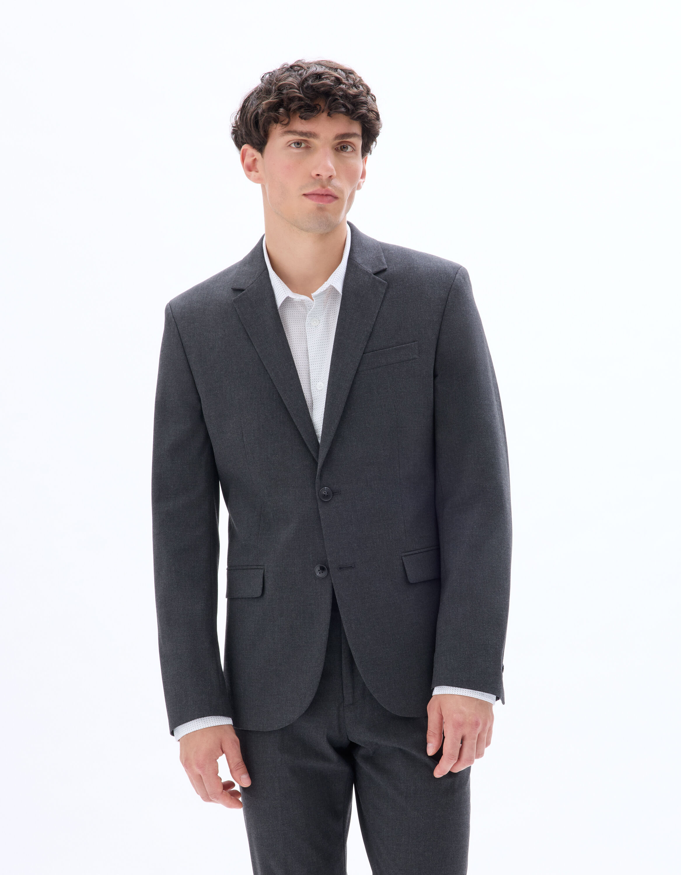 Veste de costume slim bi-stretch gris celio be normal
