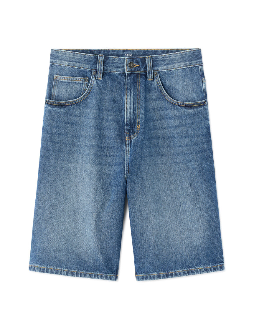 Short En Jean Celio - Taille 40 - Couleur Beige - Occasion En Très Bon état - Style Bermuda