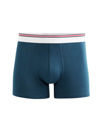 Boxer coton stretch ceinture contrastée - marine