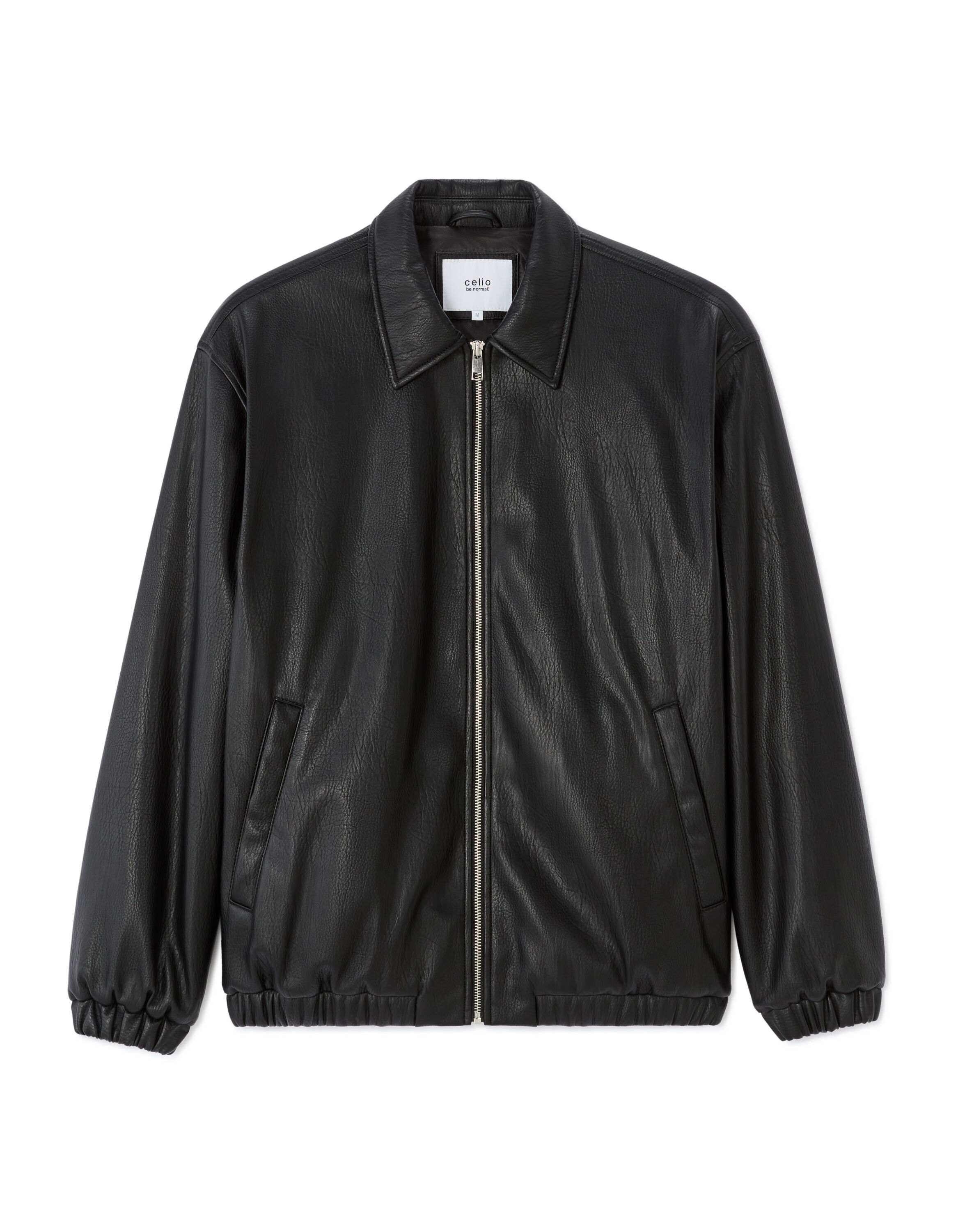 Faux leather jacket with shirt collar – black | celio be normal