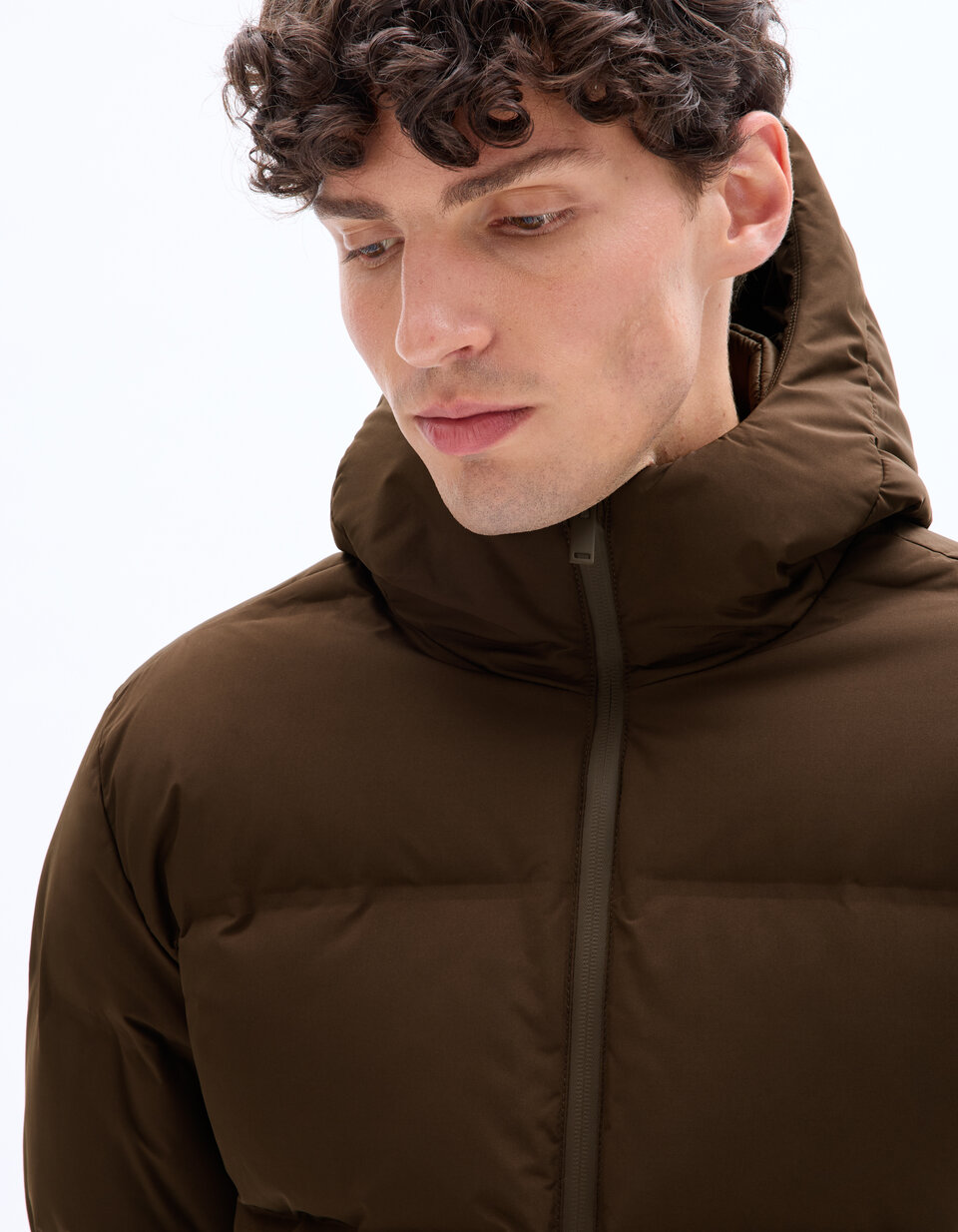 Doudoune Matelassée Celio Avec Capuche - Couleur Marron - Taille L Homme - Occasion Parfait état